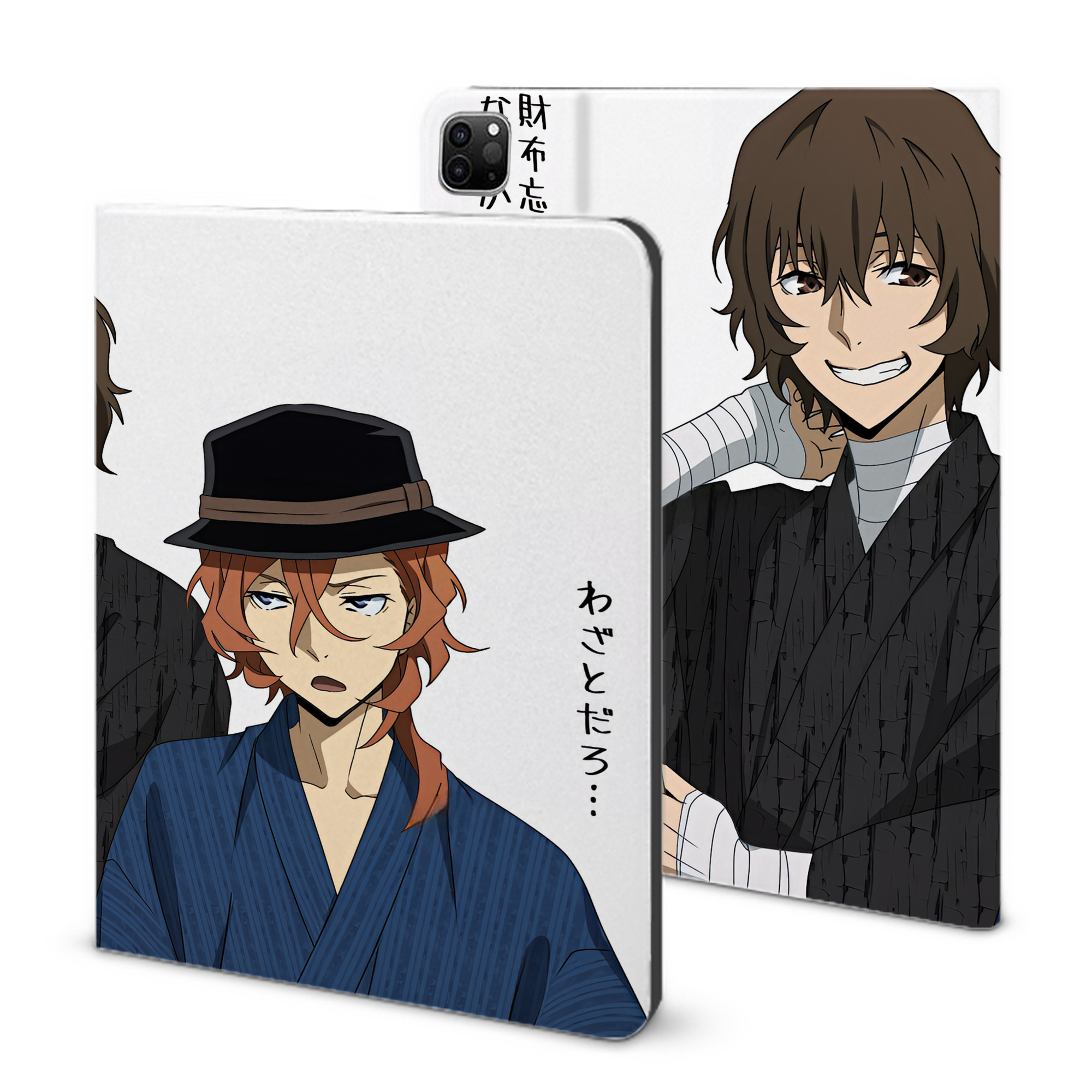 （画像用） 文豪ストレイドッグス Bungo Stray Dogs IPad ケース ブック型 PUレザー TPU 耐衝撃 軽量 薄型 ペン収納なし 全面保護 IPad 各モデル対応